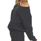 Zenana Fleece Boat Neck Sweatshirts & Shorts 2pcs Set Outfit Sets