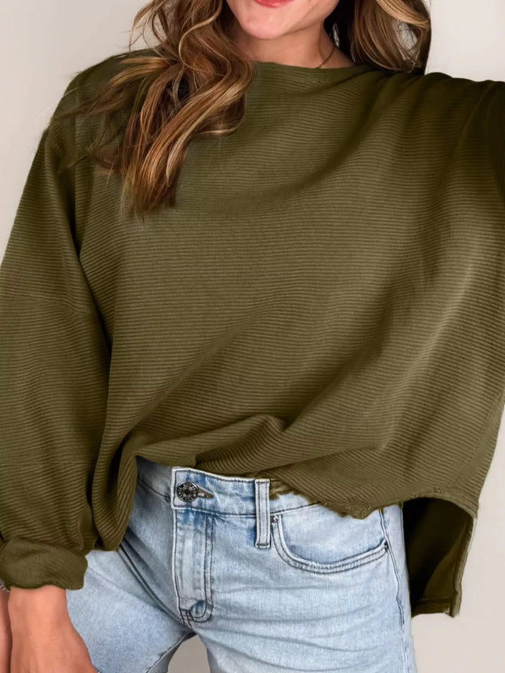 Ribbed Knit Oversized Sweatshirt | Sweatshirts Daverri Fashions
