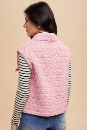Annie Wear Texture Quilted Snap Down Vest Coat | Vest Jackets Daverri Fashions