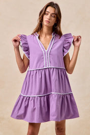 BiBi Gameday Theme Contrast Binding Ruffled Dress | Mini Dresses Daverri Fashions