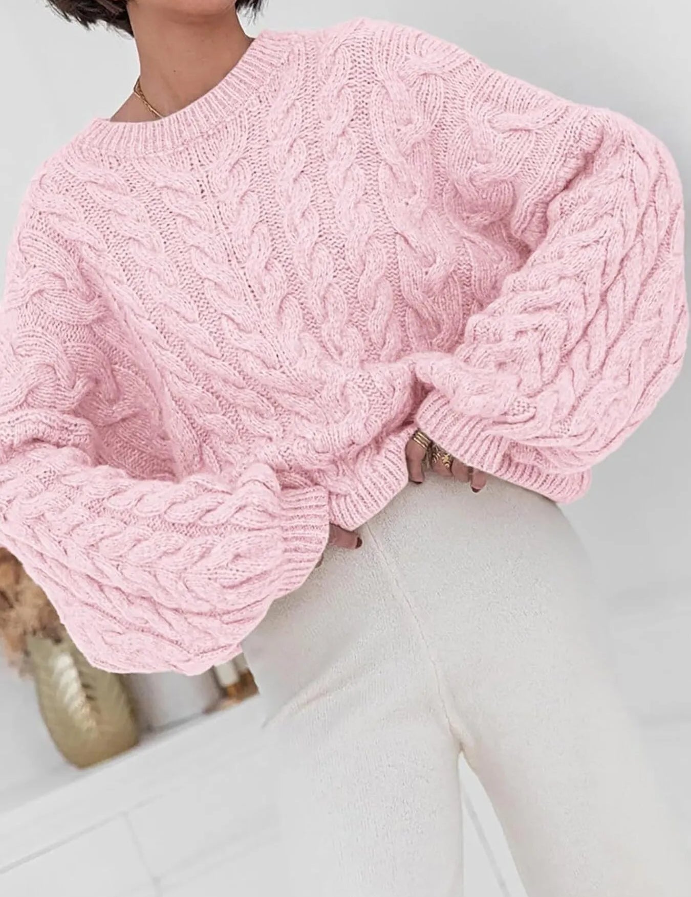 Cable Knit Long Sleeve Sweater | Sweaters Daverri Fashions