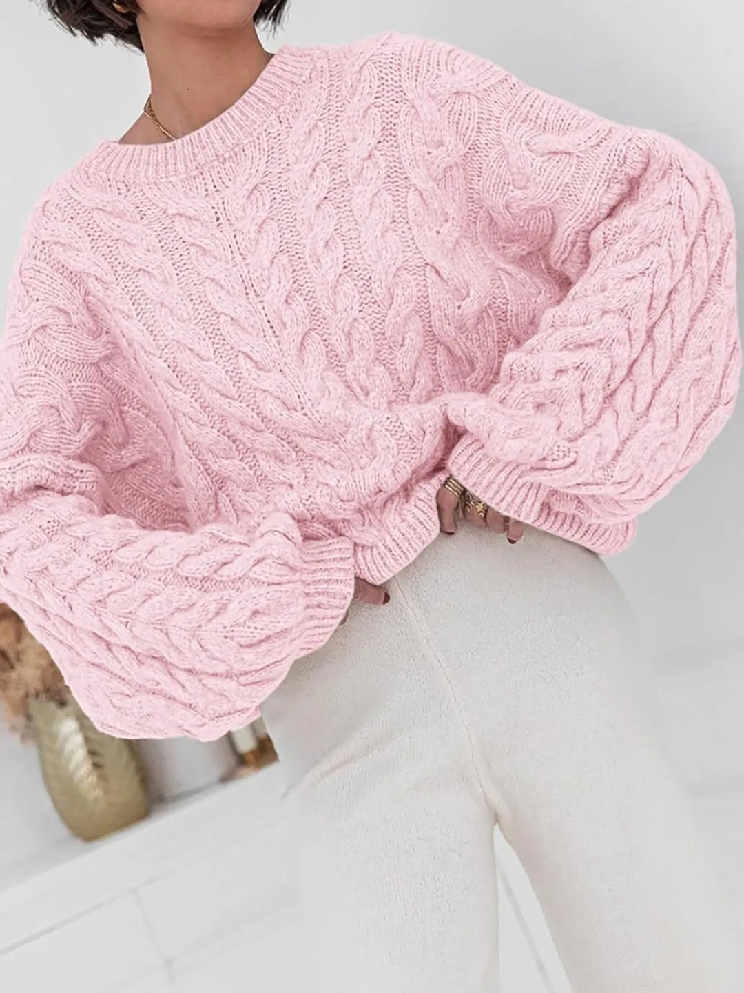 Cable Knit Long Sleeve Sweater | Sweaters Daverri Fashions