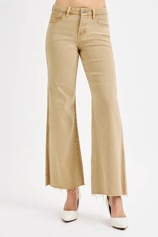RISEN Full Size Raw Hem Wide Leg Jeans Plus Size Jeans