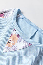 Printed Round Neck Balloon Sleeve Sweatshirt | Sweatshirts Daverri Fashions