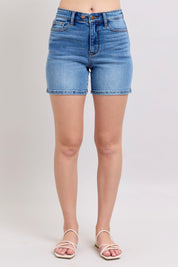 Judy Blue Full Size 2 Button Denim Shorts with Pockets Plus Size | Denim Shorts Daverri Fashions