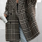 Houndstooth Collared Neck Long Sleeve Coat with Pockets - DAVERRI FASHIONS