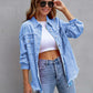 Distressed Drop Shoulder Denim Jacket - DAVERRI FASHIONS
