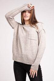 Zenana Hi-Low Hem Round Neck Sweater Sweaters