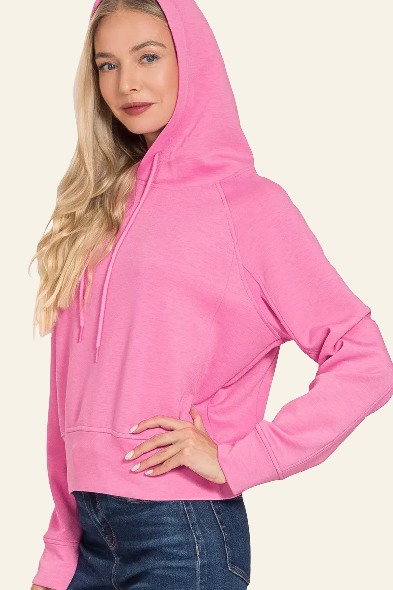 Zenana Drawstring Scuba Hoodie