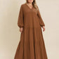 Plus Size Bohemian Tiered Maxi Dress with Balloon Sleeves - DAVERRI FASHIONS