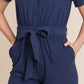 Lime 'N' Chili Collared Button Down Romper with Tie Belt Rompers