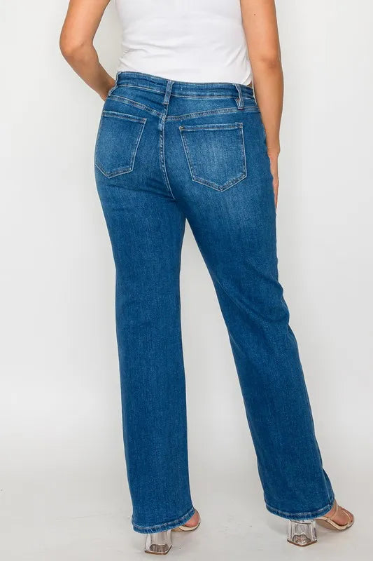 bytos Full Size Cat's Whiskers High Rise Straight Jeans | Jeans Daverri Fashions