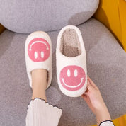 Melody Smiley Face Slippers WHITE PINK Slippers