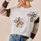 BiBi Flower Color Block Sweater - DAVERRI FASHIONS