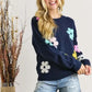 ADORA Flower Popped Sweater Plus Size - DAVERRI FASHIONS