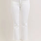 Judy Blue contrast stitching cropped flare jeans, white high-rise back view
