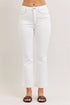 Judy Blue contrast stitching cropped flare jeans, white high-rise back view