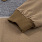 Mixed Texture Patchwork Exposed Seam Half Button Hoodie - DAVERRI FASHIONS