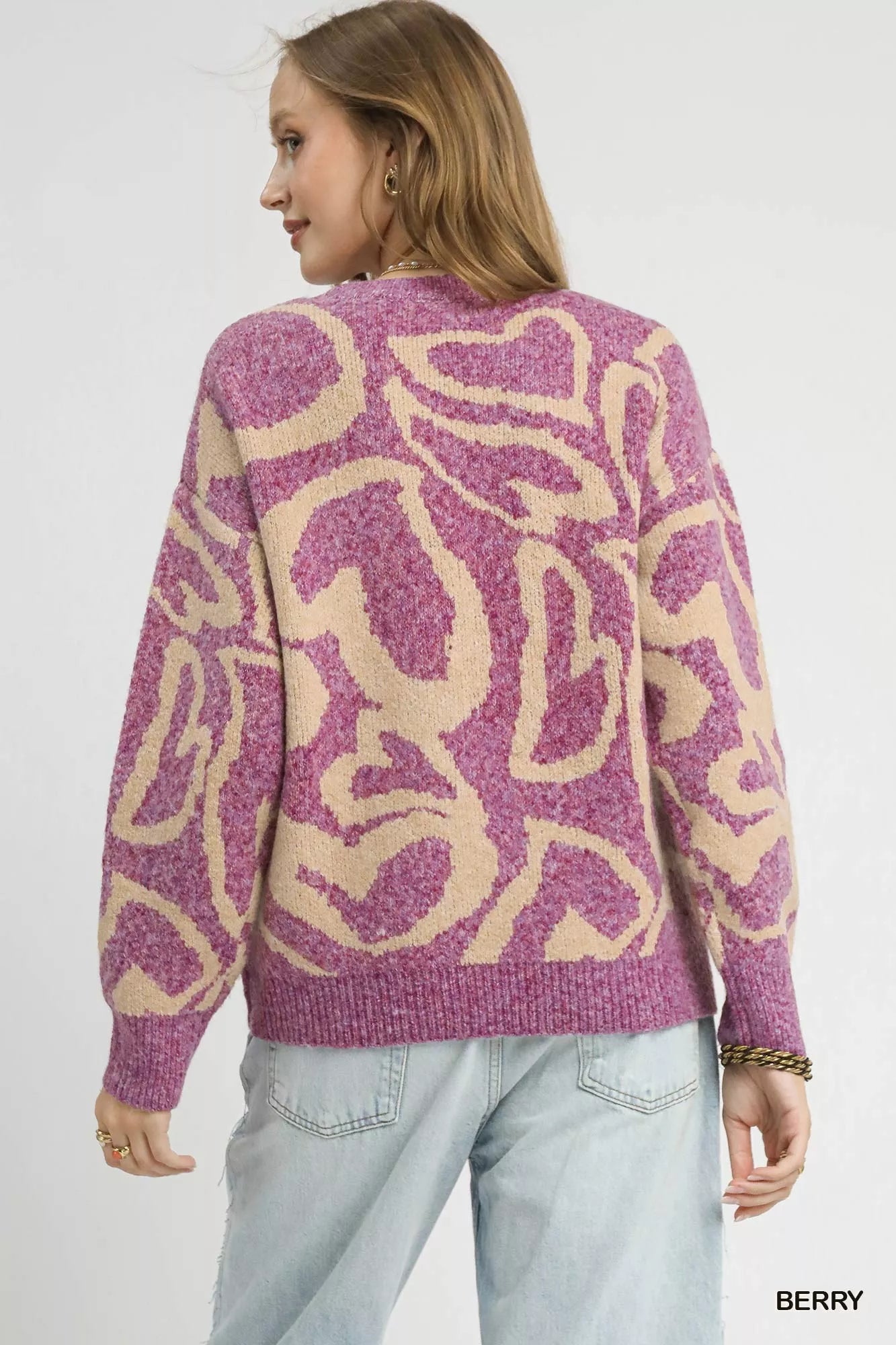 Umgee Ribbed Hem Contrast Dropped Shoulder Sweater | Sweaters Daverri Fashions