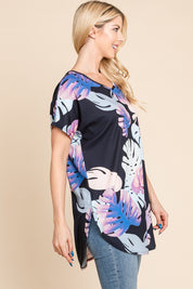 BOMBOM Printed Round Neck Short Sleeve T-Shirt | Daverri Fashions