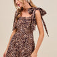 SO ME Leopard Flowy Woven Romper With Tie Straps Rompers