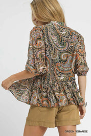 Umgee Paisley Print Peplum Blouse | Blouses Daverri Fashions