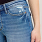 Judy Blue vintage wash kick flare jeans with distressed back pocket patch