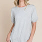 BOMBOM Round Neck Puff Sleeve T-Shirt