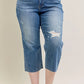 Judy Blue Plus Size High Waist Back Destroy & Raw Cut Hem Crop Wide Medium Jeans