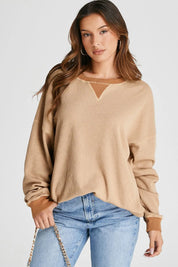 Waffle-Knit Long Sleeve Sweatshirt | Sweatshirts Daverri Fashions