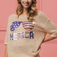 BiBi Sequin American Flag Sunglasses beige mesh knit cover up top