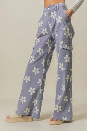 BiBi Flower Printed Side Pocket Wide Pants | Daverri Fashions