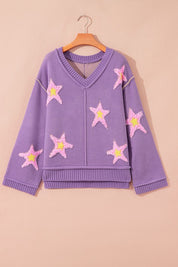 Aubrey Brushed Star Oversize Sweater | Daverri Fashions
