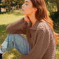 SO ME Notched Collar Wavy Texture Sweater Top