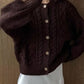 Cable Knit Button-Down Cardigan - DAVERRI FASHIONS