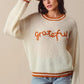 SO ME Thanksgiving Grateful Lettering Stitch Sweater Sweaters