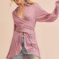 Aemi + Co Tied Collared Neck Long Sleeve Top Dusty Pink