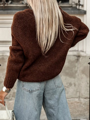 Round Neck Drop Shoulder Sweater | Sweaters Daverri Fashions