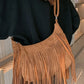 Suede Fringe Adjustable Strap Shoulder Bag - DAVERRI FASHIONS