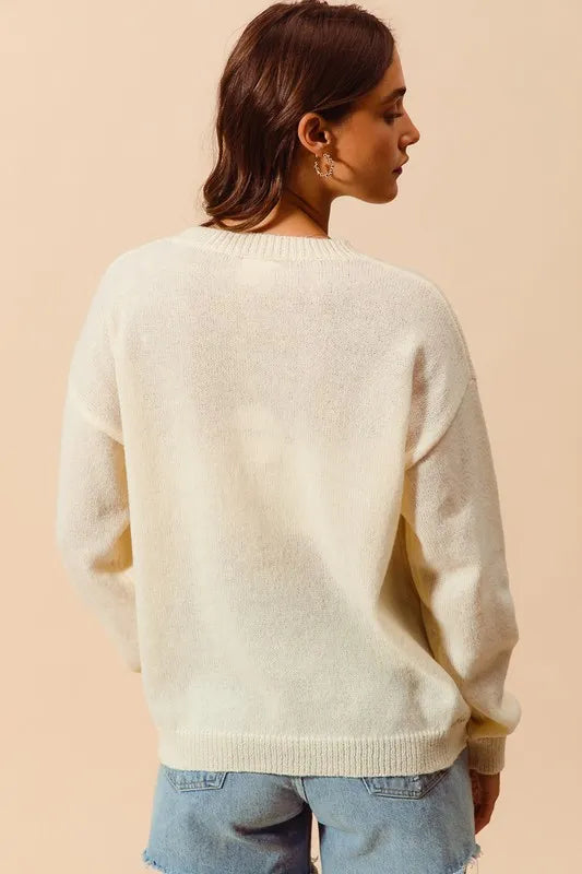 SO ME Contrast Sequin Pumpkin Slogan Sweater Top Sweaters