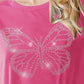 Heimish Rhinestone Butterfly Round Neck Short Sleeve T-Shirt T-Shirts