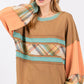 SAGE + FIG Mineral Wash Raw Edge Color Block Sweatshirt Sweatshirts