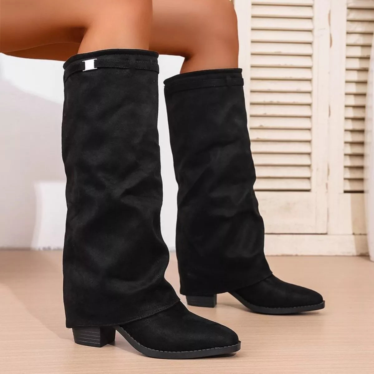 Point Toe Block Heels Boots | Boots Daverri Fashions