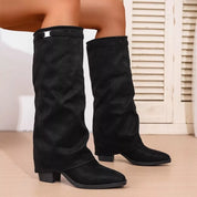 Point Toe Block Heels Boots | Boots Daverri Fashions