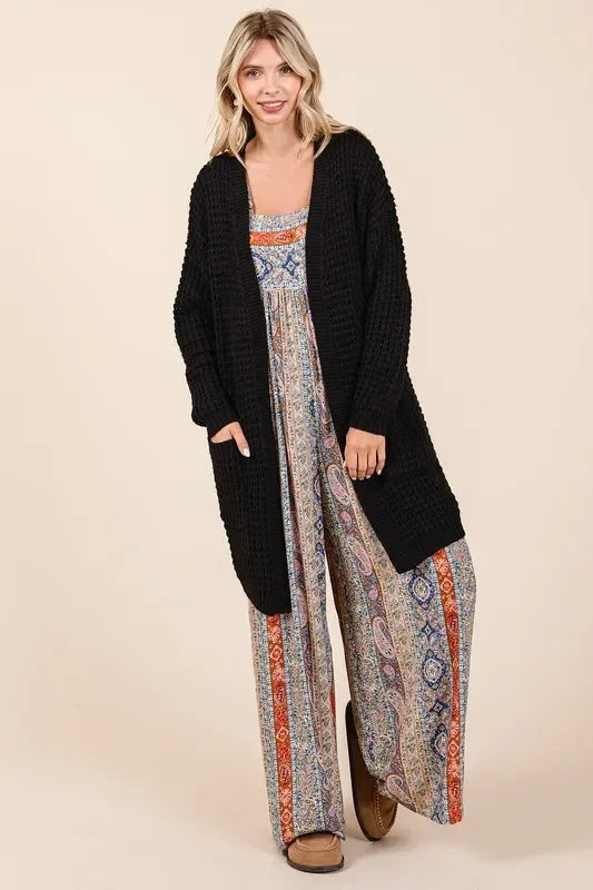 Mittoshop Open Front Long Sleeve Longline Cardigan - DAVERRI FASHIONS
