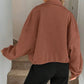 Drawstring Hem Textured Long Sleeve Jacket - DAVERRI FASHIONS