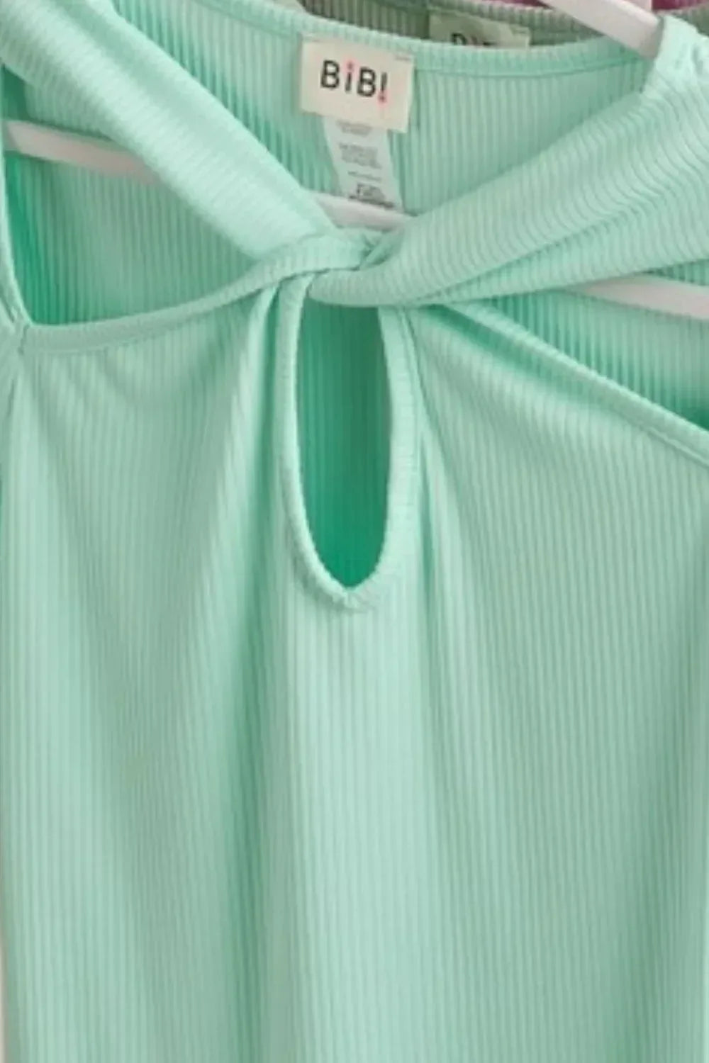 BiBi Rib Knit with Cut Out and Front Twist Detailed Top - DAVERRI FASHIONS