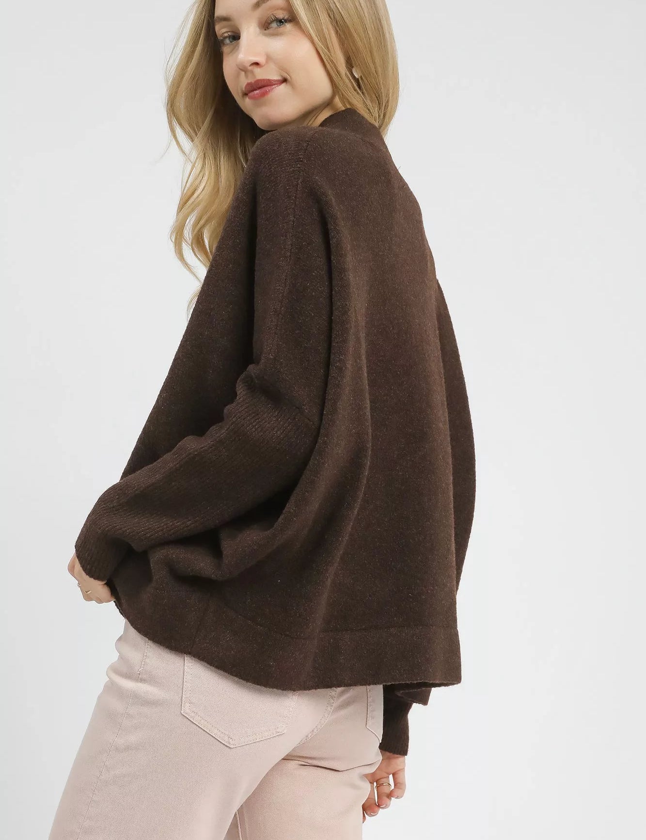 Umgee V-Neck Sweater with Wide Trim Detail | Sweaters Daverri Fashions