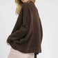 Umgee V-Neck Sweater with Wide Trim Detail - DAVERRI FASHIONS