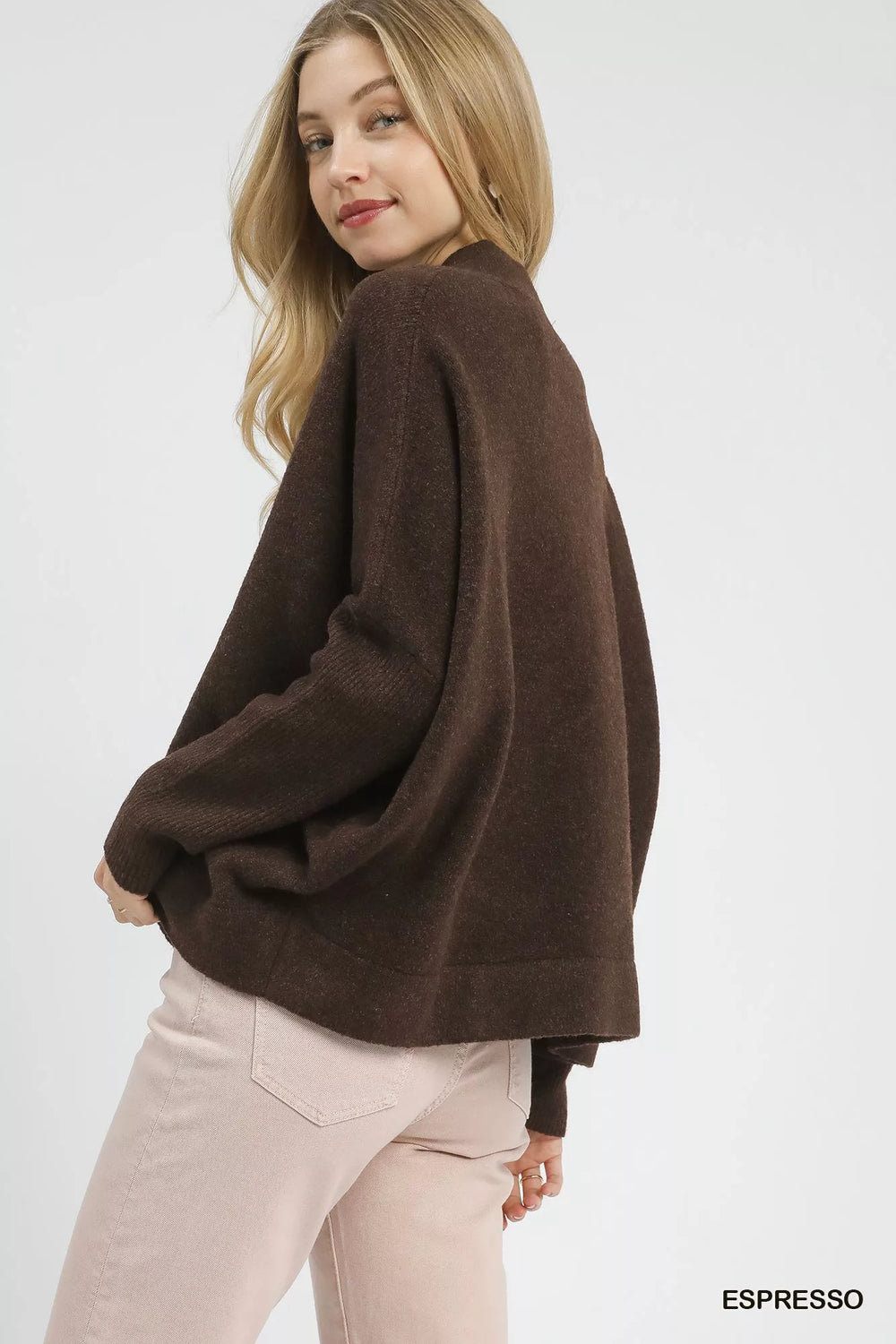 Umgee V-Neck Sweater with Wide Trim Detail | Sweaters Daverri Fashions